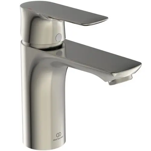 Einzelne Edelstahl-Waschtischarmatur von Ideal Standard mit Hebel zur Wasserregulierung, moderner Auslauf und ohne Ablauffunktion, geeignet für Badezimmerinstallationen.